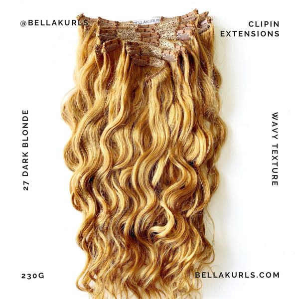 27 Dark Blonde Clipin Curly Hair Extensions