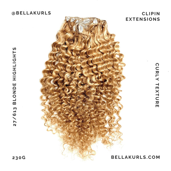 27/613 Dark Blonde Highlights Clipin Curly Hair Extensions Curly