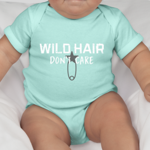 Wild Hair Don't Care Infant Jersey One-Piece: Aqua