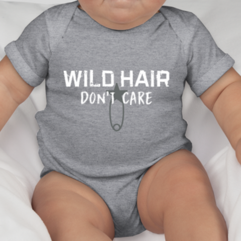 Wild Hair Don't Care Infant Jersey One-Piece: Grey
